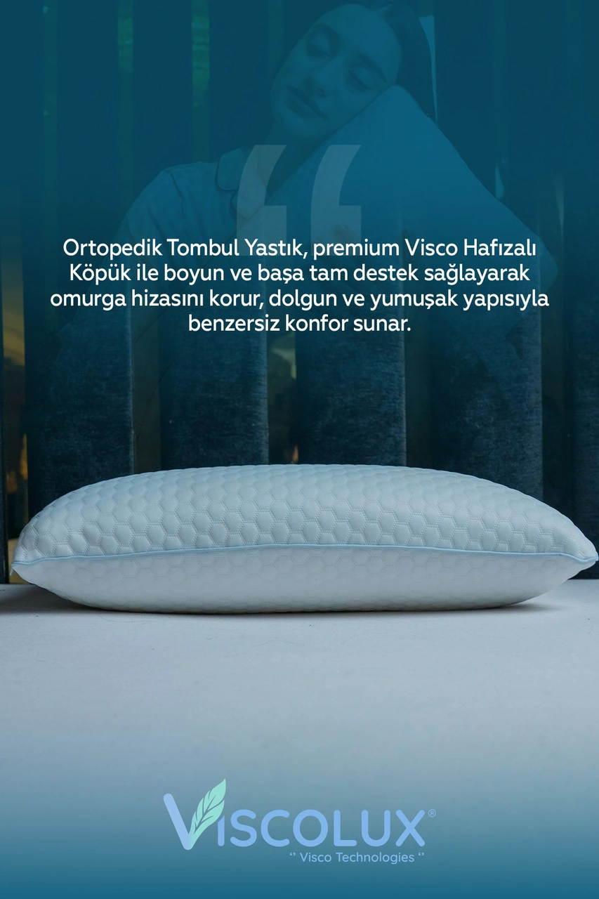 Anadolu Tombul Ortopedik Yastık - Baş Ağrısı Önleyici Klasik Visco Yastık 60x40x15 Mavi