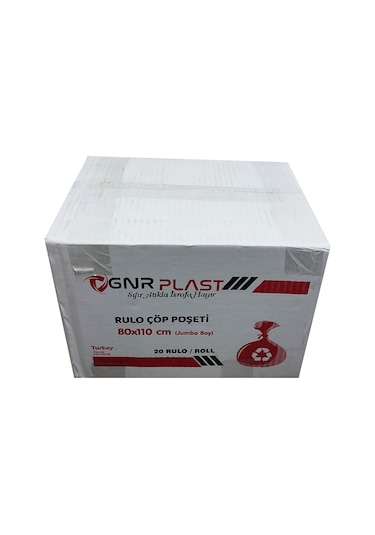 GNR Endüstriyel Jumbo Çöp Torbası Poşeti - 2 Kat - Siyah - 400 Gr. - 80x110 Cm. -10 Adetlik Rulo CT0