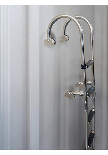 4 Basamaklı Katlanır Krom Merdiven