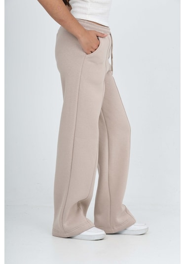 Toontoy Kız Çocuk Nervür Detaylı Eşofman Alt Bej