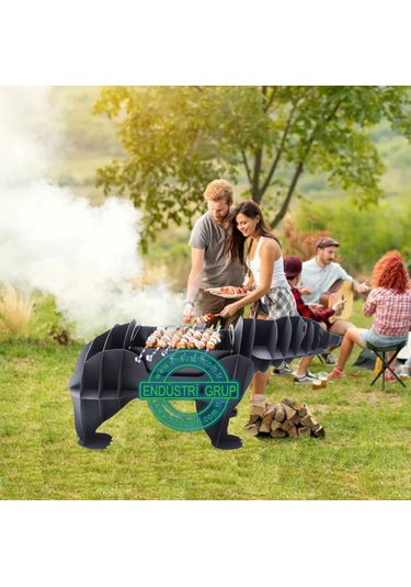 Endüstri Grup - Ayı Figürü Heykel Kömürlü Mangal Barbekü Izgara