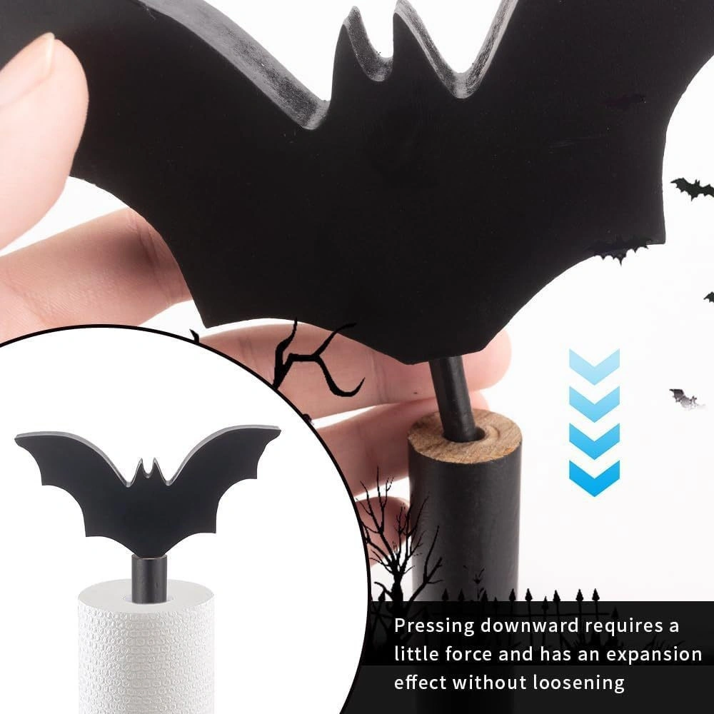 Hombey Gotik Ahşap Parçalanabilir Defne Şekilli Peçete Tutucu - Halloween Masa Dekoru Ve Pratik Peçete Saklama Aleti Siyah