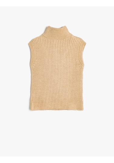 Koton Triko Süveter Kolsuz Yarım Fermuarlı Yaka Bej 5wkg90006at Ekru