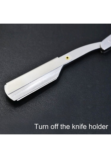 Sones Kuaför Vintage Jilet Paslanmaz Çelik Çift Taraflı Bıçak Tutucu Saç Kesimi Tıraşlı Kaş Bıçak Tutucu Gümüş