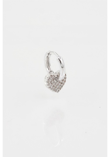 Kadın Kendi Tarzını Oluştur Zirkon Taşlı Kalp Figürlü Helix Model 1 Adet Küpe Çok Renkli