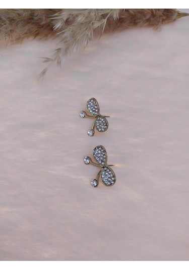 Hdmarketim Kelebek Swarovski Taşlı İncili Doğa Temalı Küpe Çok Renkli