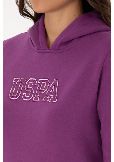 U.S. Polo Assn. Kadın Menekşe Şardonlu Kapüşonlu Basic Sweatshirt 50313566-VR037