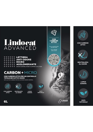 Lindocat Advanced Carbon + Micro Aktif Karbonlu Kedi Kumu 6 L