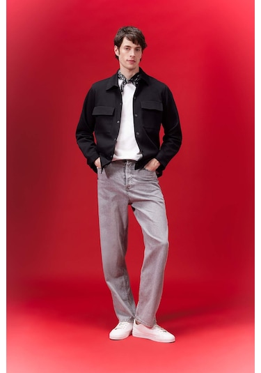 DeFacto Polo Yaka Çıtçıt Kapamalı Cepli Gömlek Ceket Z5178AZ24SPBK81