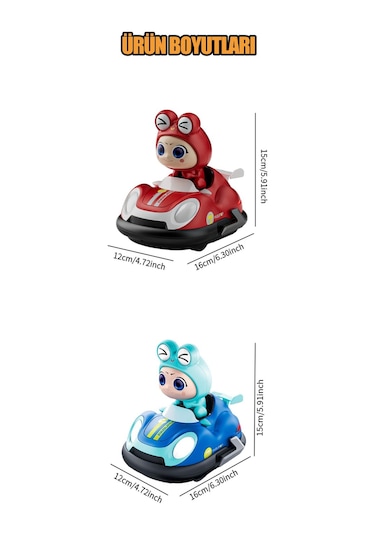 İkili Çarpışan Arabalar Işıklı Sesli Hız Ayarlı Şarjlı Uzaktan Kumandalı Araba Çarpınca Figür Fırlar Karısık