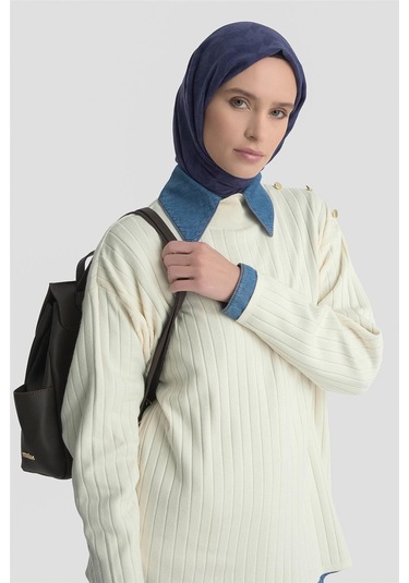 Armine Yüksek Yaka Triko Kazak 25kd6019 Ekru Ekru