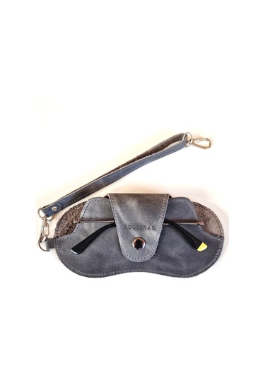 Bouscrab Gerçek Deri Özel Tasarım Gözlük Kılıfı Gri