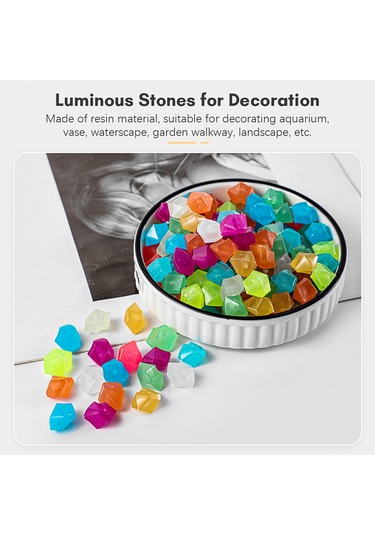 Geeroyoo 100 Adet Sarı Reçine Işıklı Taşlar - Akvaryum Bahçe Dekorasyonu, Gece Parlayan Mini Peyzaj Aksesuarı