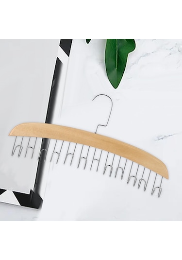 Suntek Ahşap Kravatlık Şal Havluluk 12 Kancalı Eşarplar Kemerler Tank Üstleri Ahşap Rengi Bej