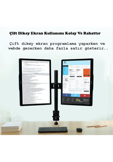 Techtic Çift Kol Monitör Tutucu 17-32inç Lcd Led Alüminyum