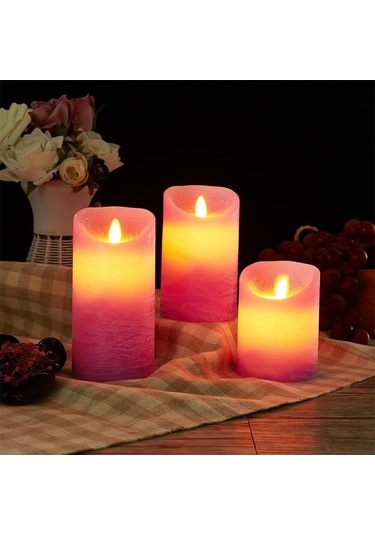 Flicking Alevsiz Led Mumlarla, Zamanlayıcı, Ev İçin Gerçek Balmumu Sütun Mumları, Düğün, Tatil Dekoru Sarı Sarı