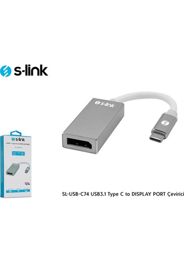 S-lınk Sl-usb-c74, Type-c To Dısplay Port Dp Metal, Çevirici