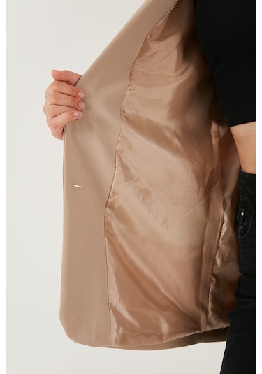 Lela Relaxed Fit Mono Yaka Cepli Blazer Bayan Ceket 611Bc00132 Vizon