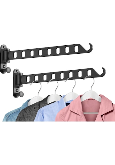 Vkemall "2'li Set Katlanır Çamaşır Askısı - Kompakt Ve Dayanıklı Alüminyum" Siyah