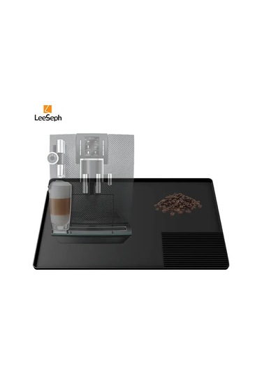 Elmpaly Leeseph Büyük Silikon Kahve Matı Kenarlı Siyah 23.62x15.75in Espresso Makinesi Paspası