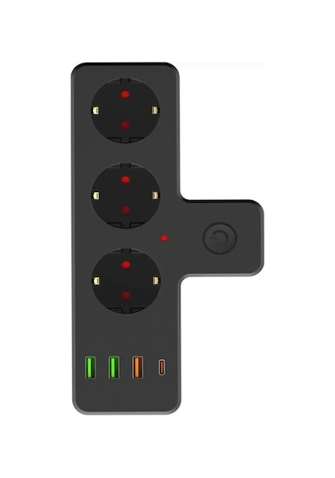 3'lü Termal Akım Korumalı Priz 3xusb 1xtype-c 20w Pd Giriş 2 M