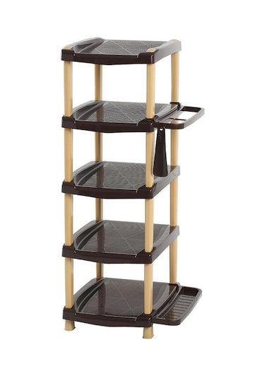 Omnipazar Sy-5140 Plastik Smartline Tekli Ayakkabılık 5 Katlı Kahverengi