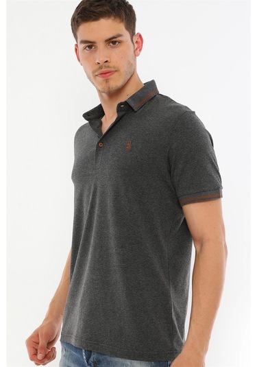 T8586 Dewberry Erkek Polo Yaka T-shırt-antrasit Antrasit