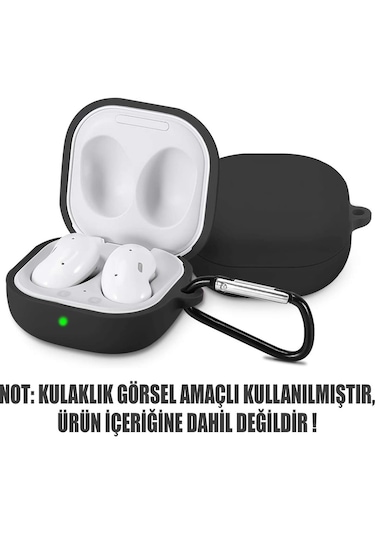 Samsung Galaxy Buds Live - Galaxy Buds Fe Yumlu Mat Silikon Kılıf+kanca Siyah