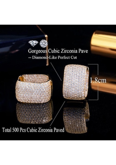 Novahub Altın Wwj Küpik Küpe Seti, 500 Adet Kübik Zirkonya, Kadın Altın Gümüş Küpe Altın