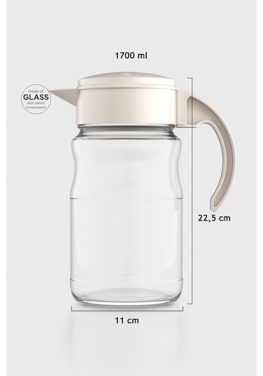 Renga Spiro 1700 Ml Bej Kapaklı Cam Sürahi 111031