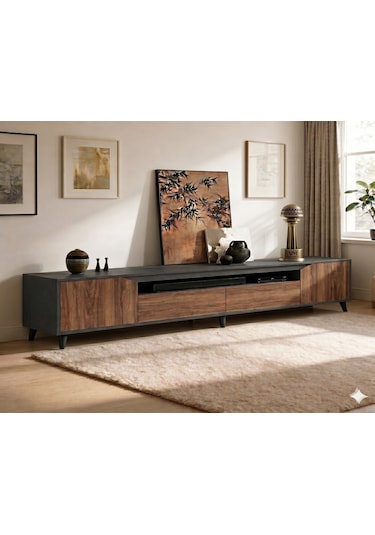 Legno Premium 180cm Modern Tv Ünitesi Ant-cvz Antrasit - Ceviz