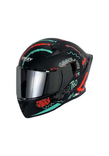Sway SW 869 Hero Full Face Kask Siyah Sarı