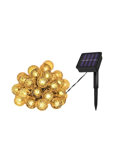 Novahub Güneş Enerjili Balon Topu Işık Dizesi - 7m 50 Işık, 8 Modlu, Sıcak Beyaz, Noel Ve Alışveriş Merkezi Dekorasyonu Sıcak Beyaz