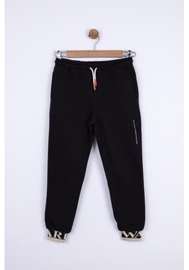 Erkek Çocuk Beli Paçası Lastikli Paçası Yazılı Effort Eşofman Altı-13352-siyah Siyah