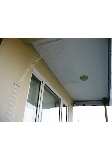 Asansörlü Çamaşır Askısı Tavan Tipi 6 Çubuk 160 CM Beyaz