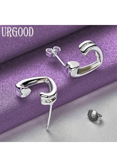 925 Ayar Gümüş Kalp Şeklinde Küpe Hediye Moda Takı