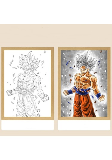 Anime Figürü Dragon Ball Işık Çerçevesi Led Gece Lambası Goku Vegeta 3 Çok Renkli
