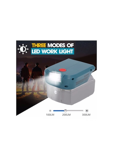 Gajeena Bosch 14.4-18v Batarya Adaptörü: 18w Pd3.0 Type C + 5v 2.1a Usb Çıkışları İle 3 Seviye Led Işık Fonksiyonu