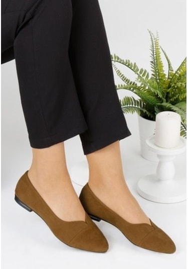 Taba Renk Bayan Süet Babet Ayakkabı Taba