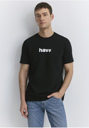 Mavi - Hav Baskılı Siyah Tişört 0612759-900 Siyah