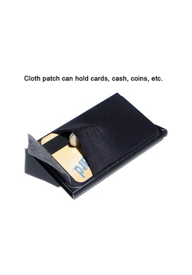 Linjinxu Lycra Kumaşlı Pop Up Metal Kart Tutucu Rfıd Alüminyum Alaşımlı Kredi Kartı Kutusu Siyah Diğer Diğer