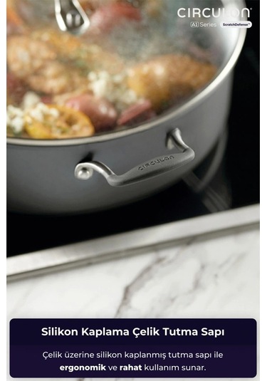 Circulon 24 8 Cm Kapaklı Sığ Tencere Çok Renkli