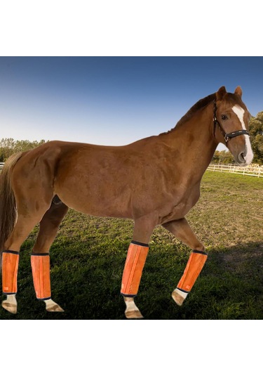 Homyl 4 Adet At Sineği Botları Binicilik Ekipmanları Turuncu Turuncu
