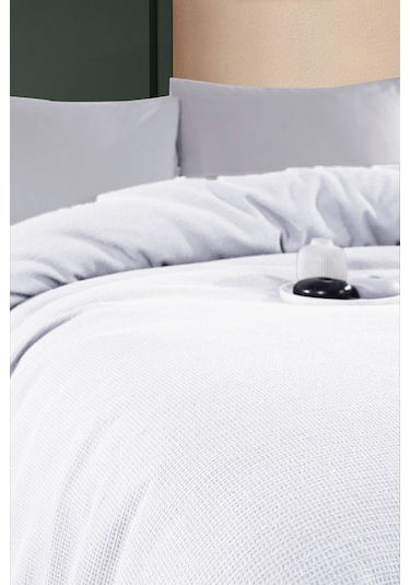 Renkli Gofret Desen Tek Kişilik Yatak Örtüsü Otel Pike 160x230 Cm Beyaz