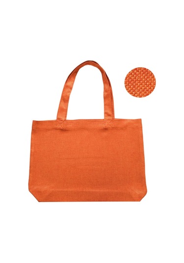 Hasır Dokulu Körüklü Kadın Kol Ve Omuz Çantası Turuncu-1414