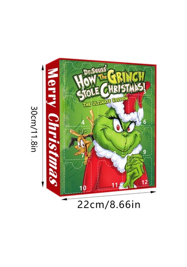 Gajeena Yılbaşı Ağacı Süsü - 12 Saatli Greenwich Şans Kutusu Yeşil Tüylü Canavar Dekoru