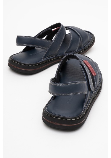 Dericlub Erkek Çapraz Bantlı Sandalet Gerçek Deri Dc 1216 Lacivert