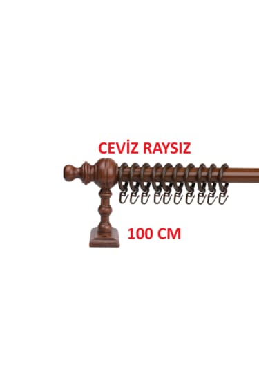 Ceviz Raysız Ahşap Rustik Perde Askısı Rustik Borusu