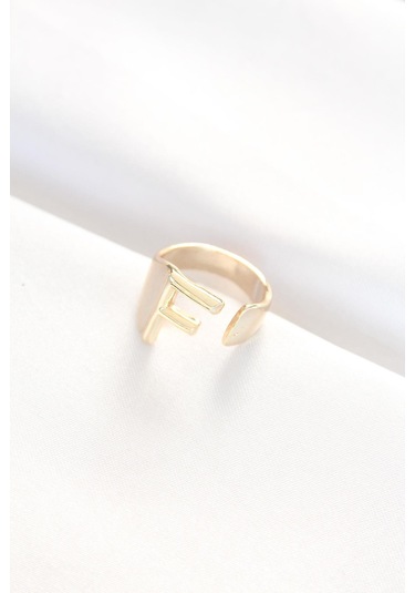 F Harfli Altın Renk Ayarlanabilir Yüzük Altın