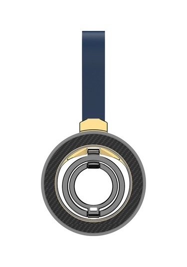 Çinko Alaşımlı Silikon Manyetik Tutucu Halka Toka Karbon Fiber Desen Dönen Çift Taraflı Manyetik Telefon Kickstand - Siyah